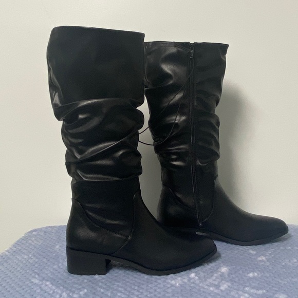 Tall Black Slouchy Zip-Up Boots, 9 - Picture 2 of 9